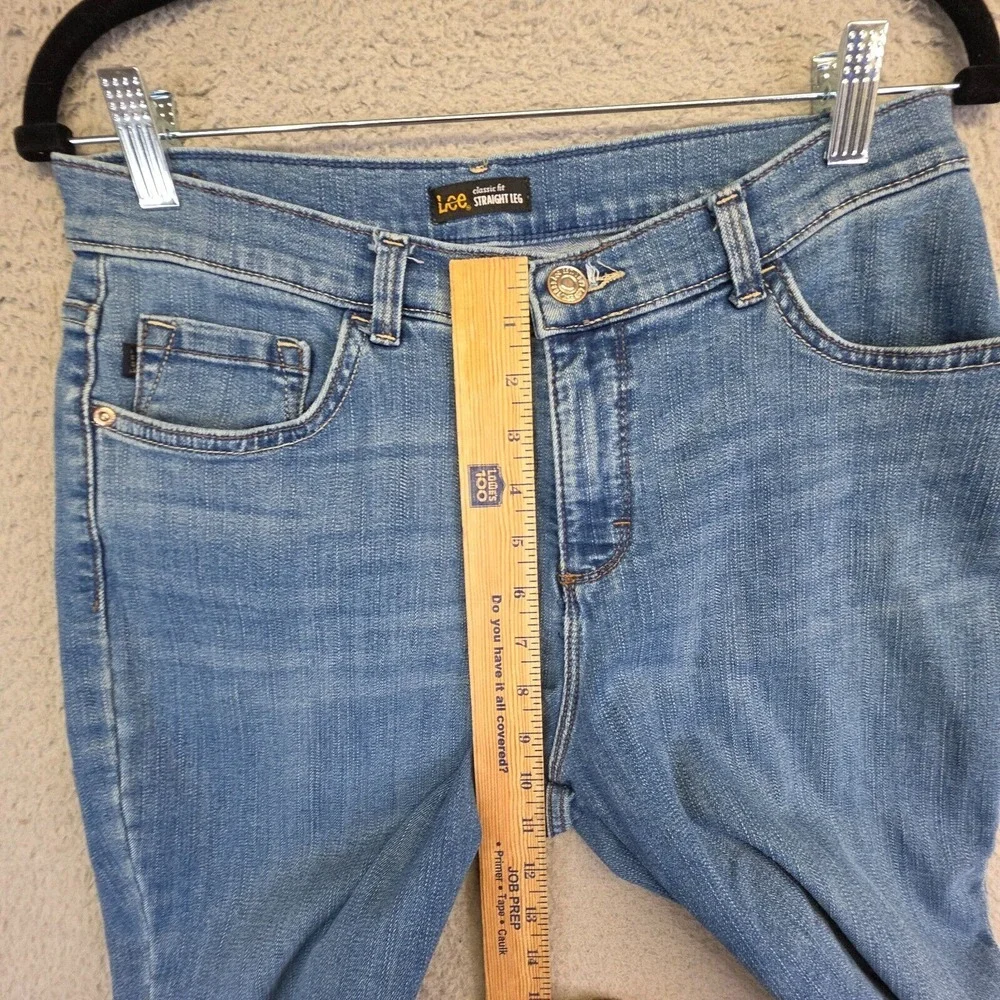 Lee Jeans Women 30x29 Blue Classic Fit Straight Leg Medium Wash Mid Rise Stretch